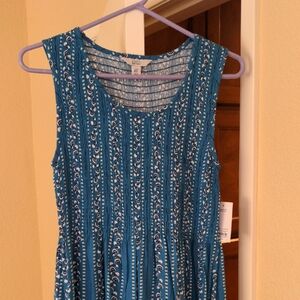 Croft & Barrow Teal Floral Sleeveless Top